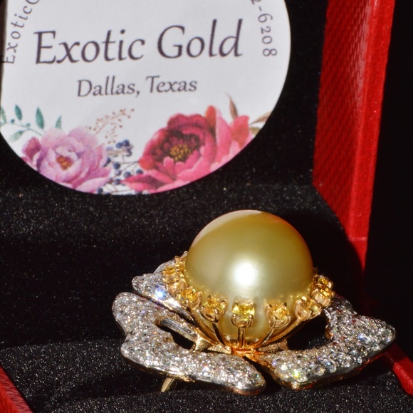 CERTIFIED NATURAL 26CTS VS F DIAMOND 15MM SOUTH SEA PEARL SAPPHIRE 18K GOLD RING - Picture 14 of 14